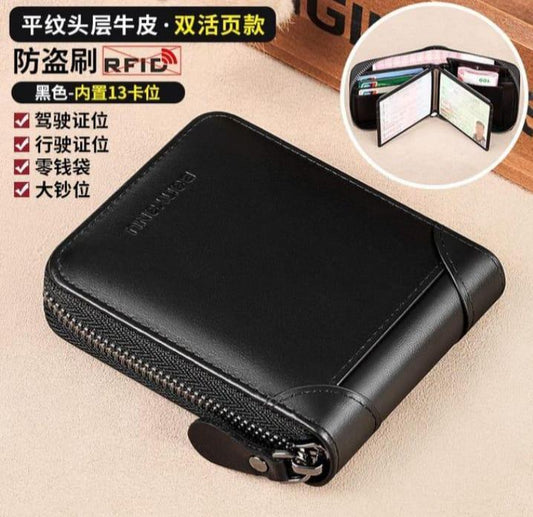 Plain leather wallet for men's