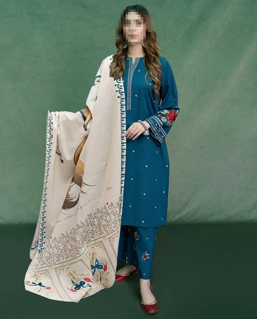 3_pcs women unstitched Embroidered suit