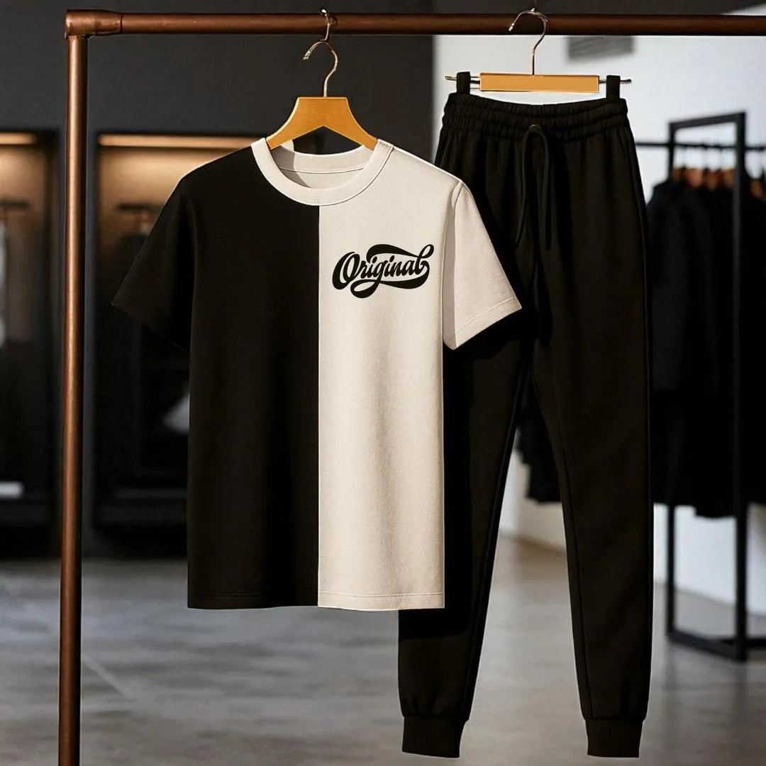 2_pcs men jersey printed tracksuit