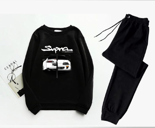 2_pcs men's fleece printed sweatshirt tracksuit