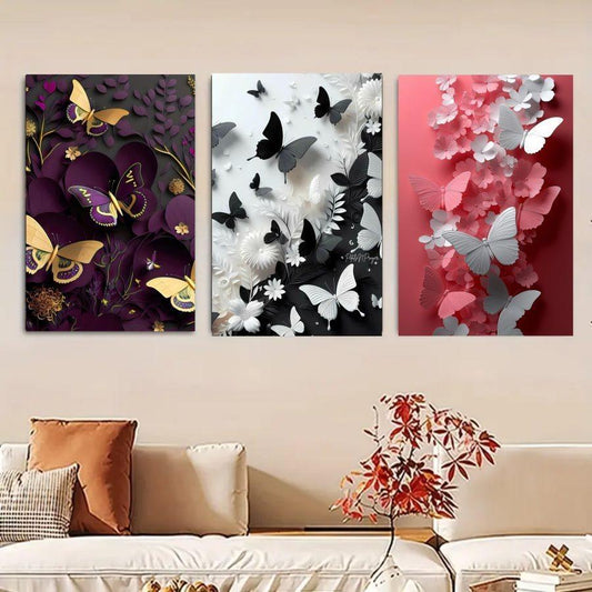 Multicolour abstract art wall frame set of 3_pcs