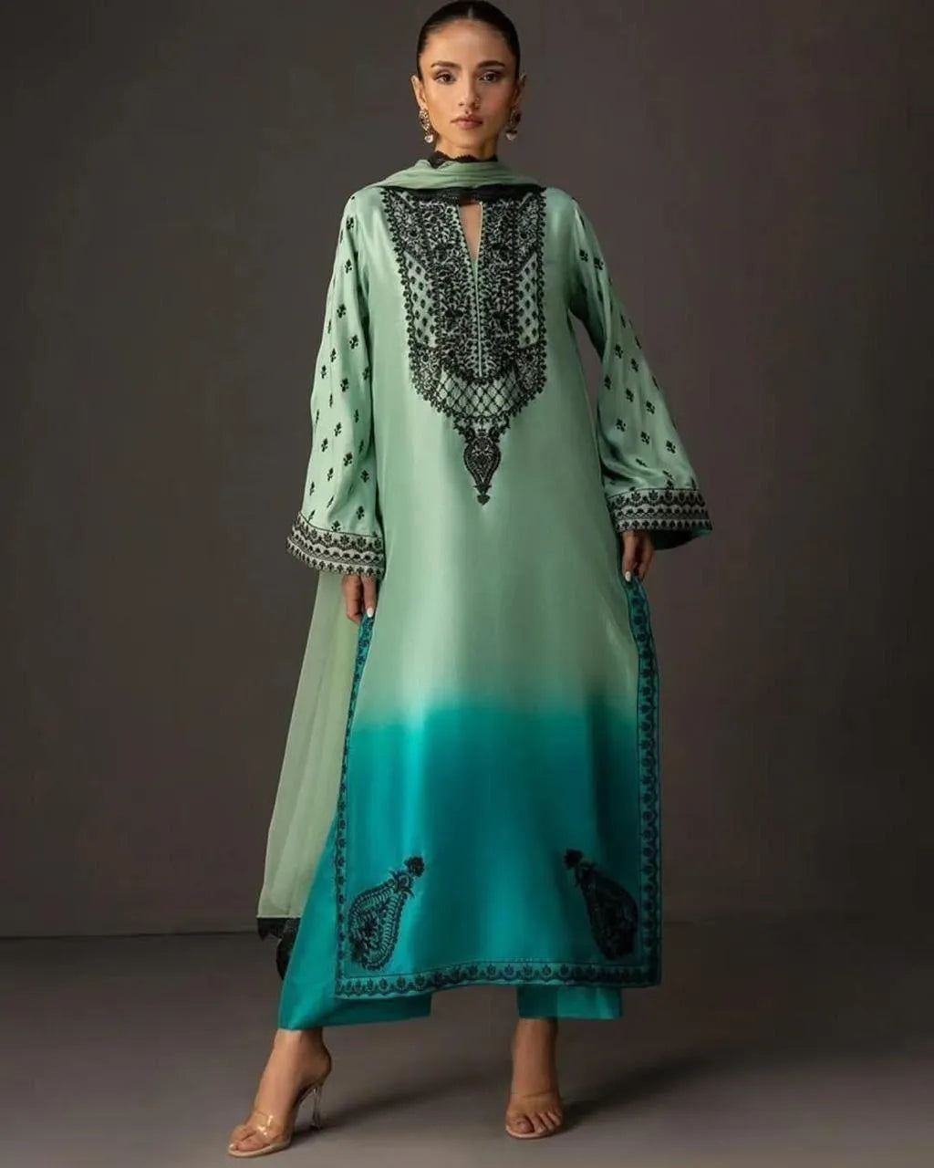 3pcs women's unstitched digital print suit