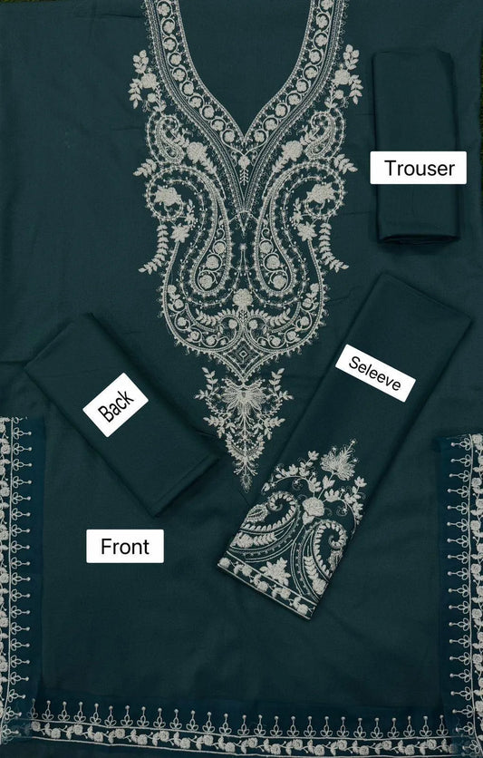 Stylish embroidered blue suit - 2 PCs suit