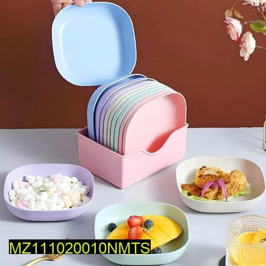 10 pcs colorful plate set with stand