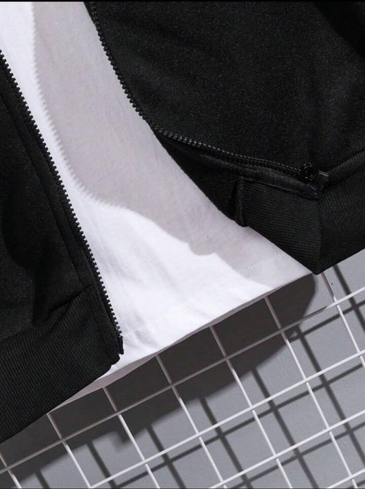 2_pcs men's fleece plain zipper track suit