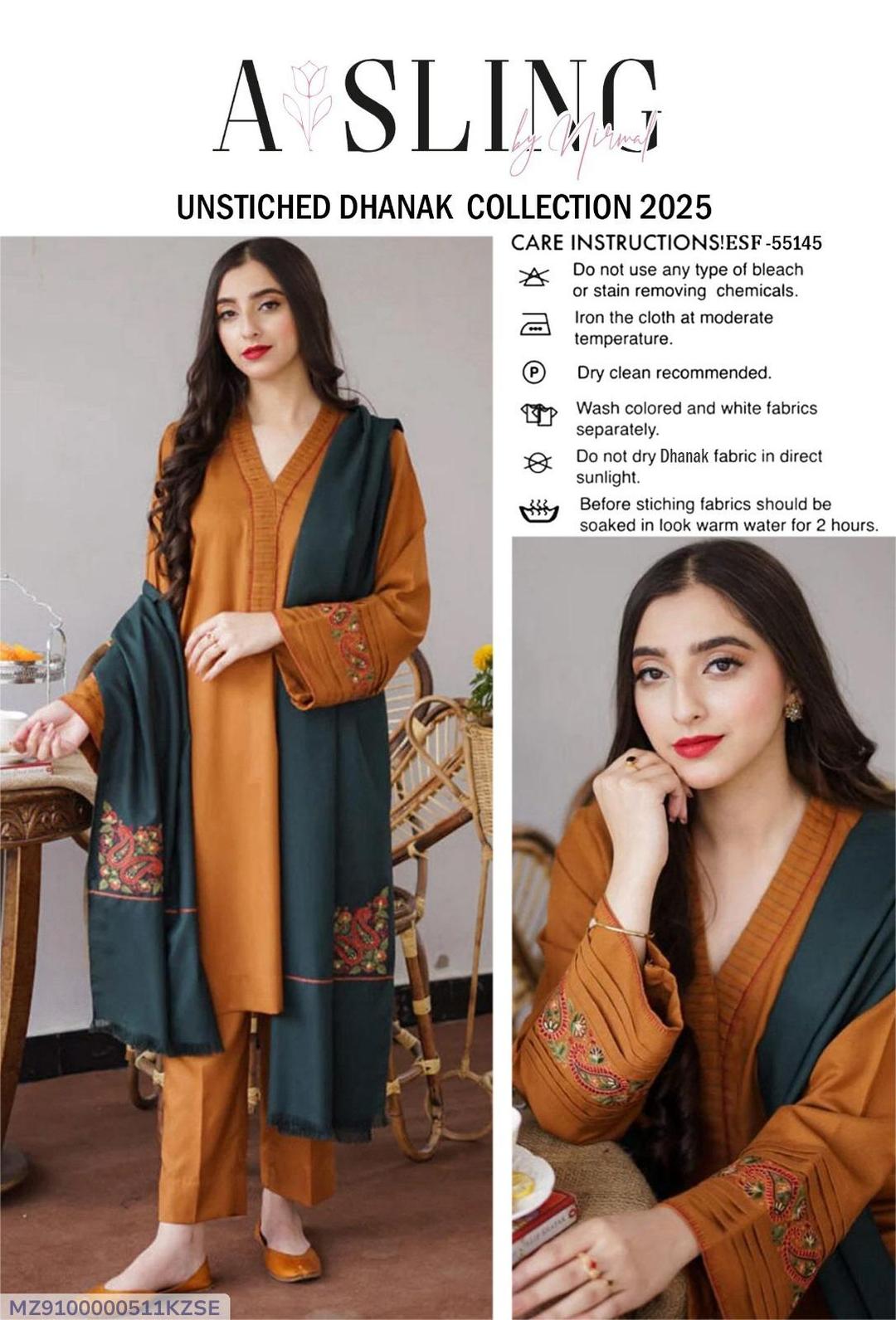 3 pcs women's unstitched embroidered suit