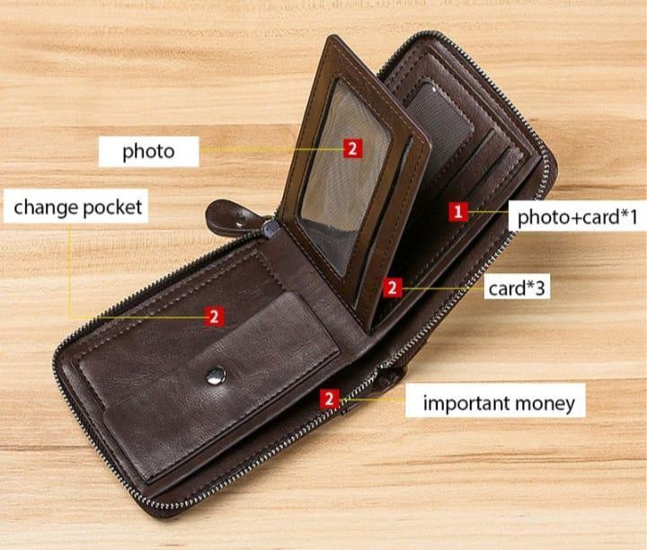 Plain leather wallet for men's
