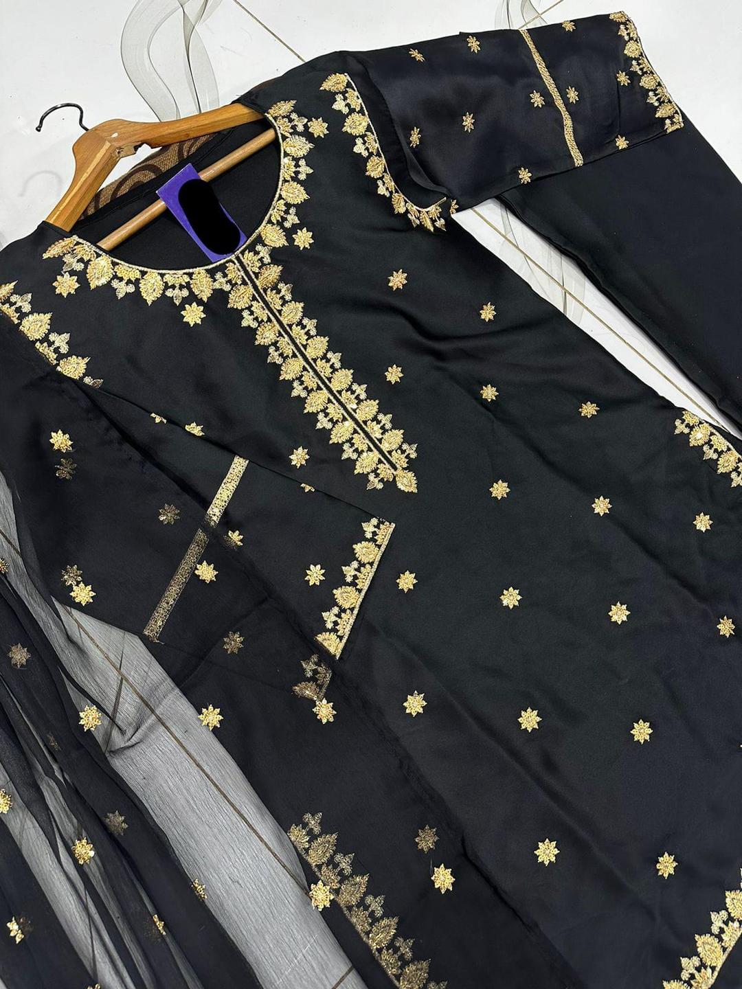 Embroidered shamoz sil women's stiched suits 3_pcs