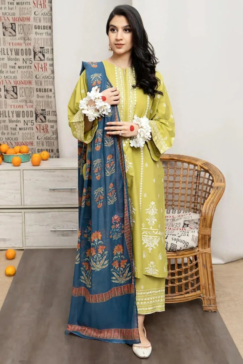 3_pcs women's unstitched Embroidered suit