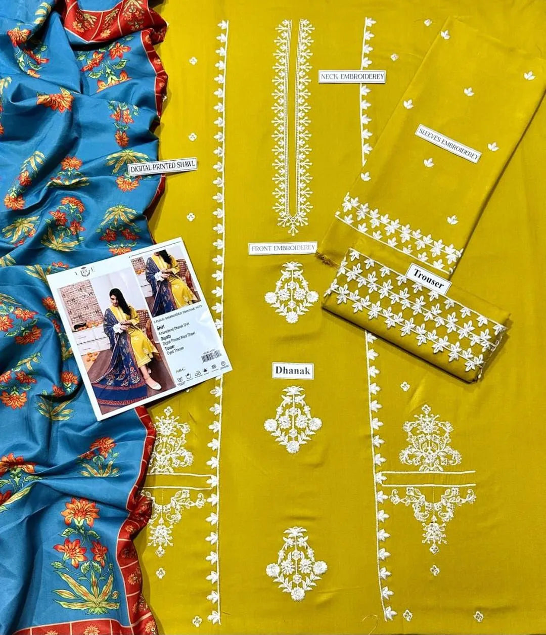 3_pcs women's unstitched Embroidered suit