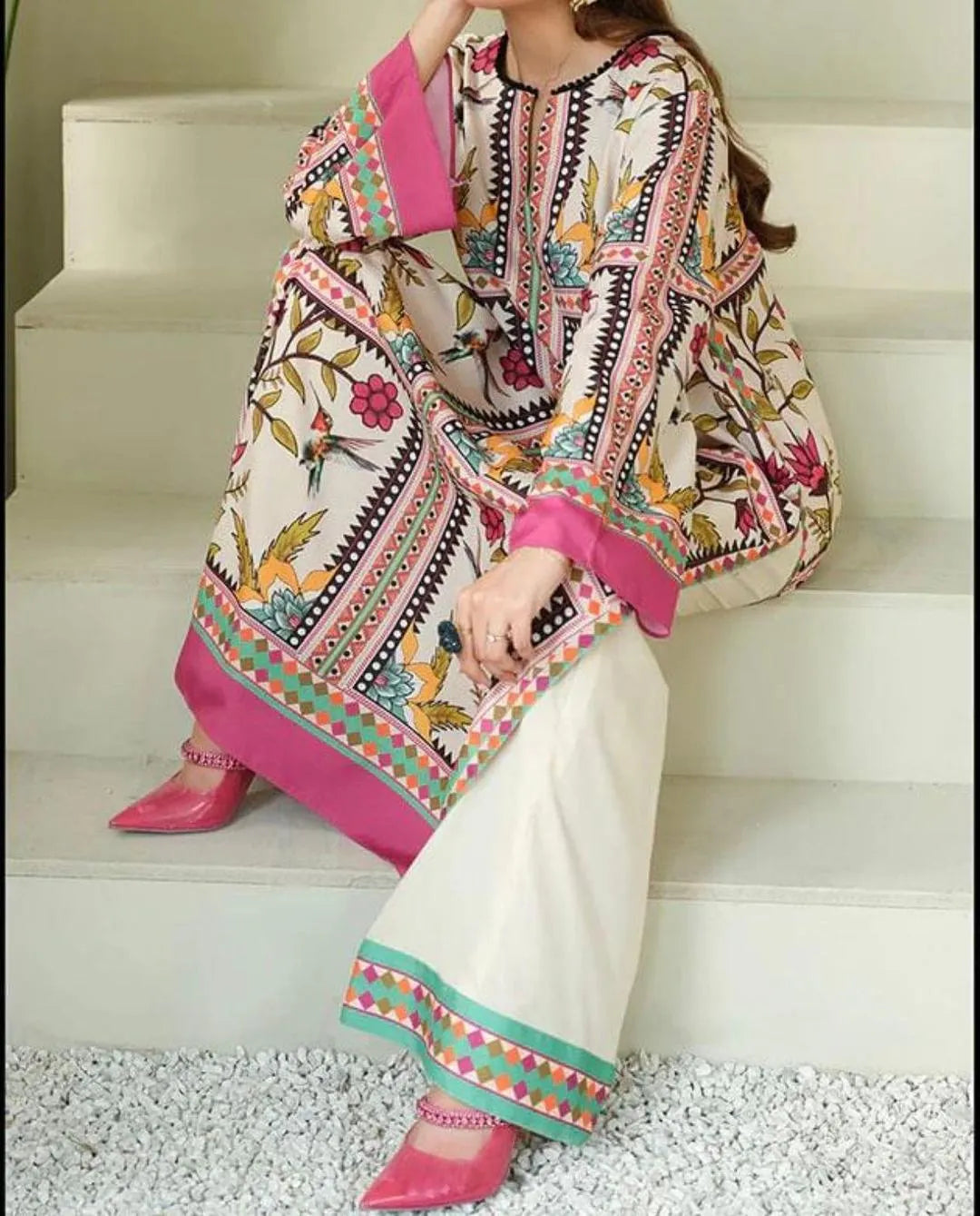 3 PCs women's unstitched digital print suit