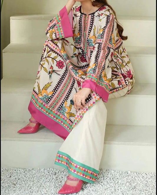 3 PCs women's unstitched digital print suit