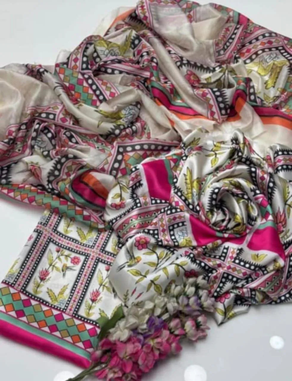 3 PCs women's unstitched digital print suit
