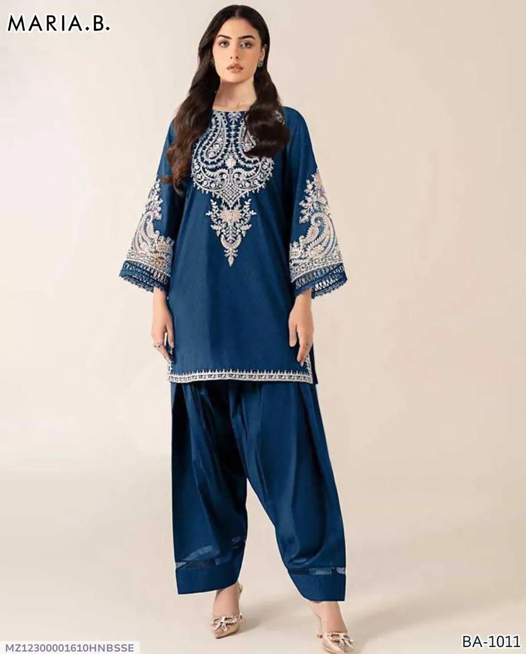 Stylish embroidered blue suit - 2 PCs suit