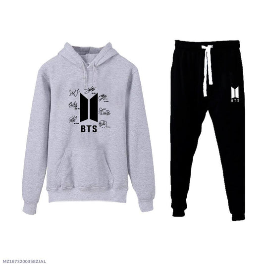 2_pcs men's fleece printed hoodie track suit