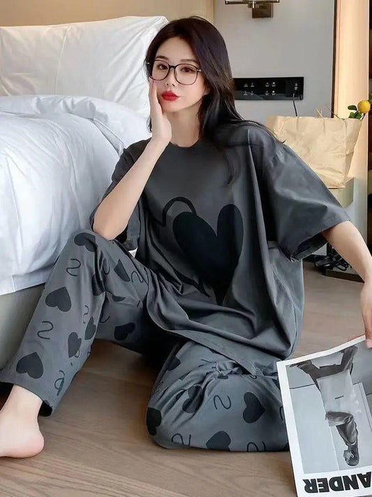 Comfortable cotton jersey printed night suit - 2 pcs set