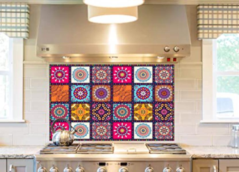 Beautiful calligraphy wall tile stickers - 12 pcs self-adhesive decor